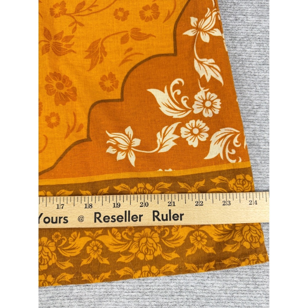 Rachel Zoe | Mustard Orange Floral Medallion Linen Blend Maxi Skirt | Small - Picture 12 of 16